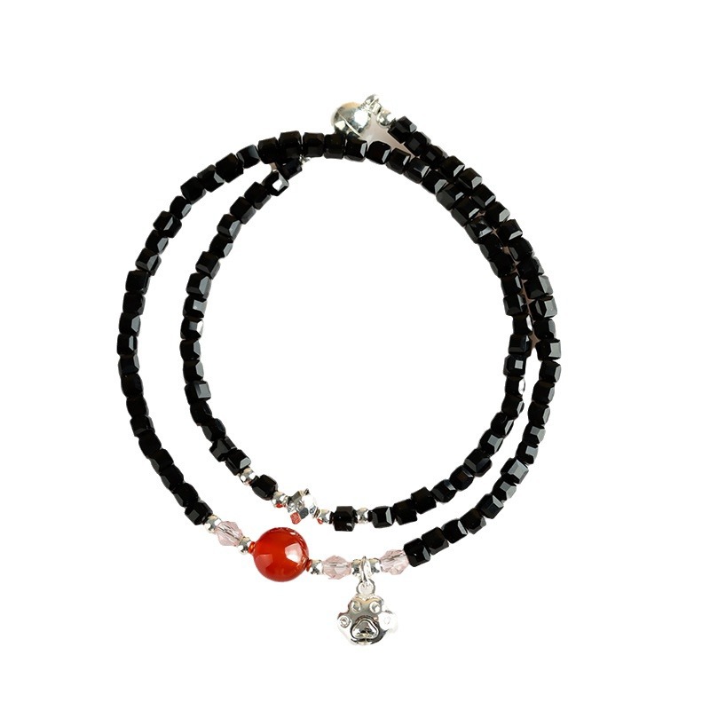 Crystal black spinel double circle cat claw bracelet new Chinese style original design female bracelet jewelry gift