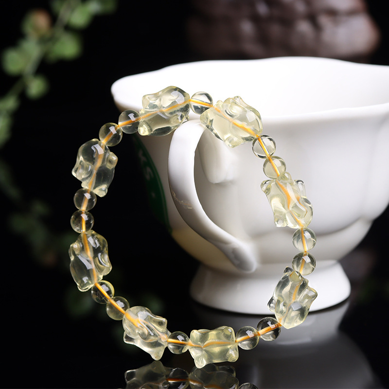 Citrine bunny single loop bracelet original stone carving original couple bracelet