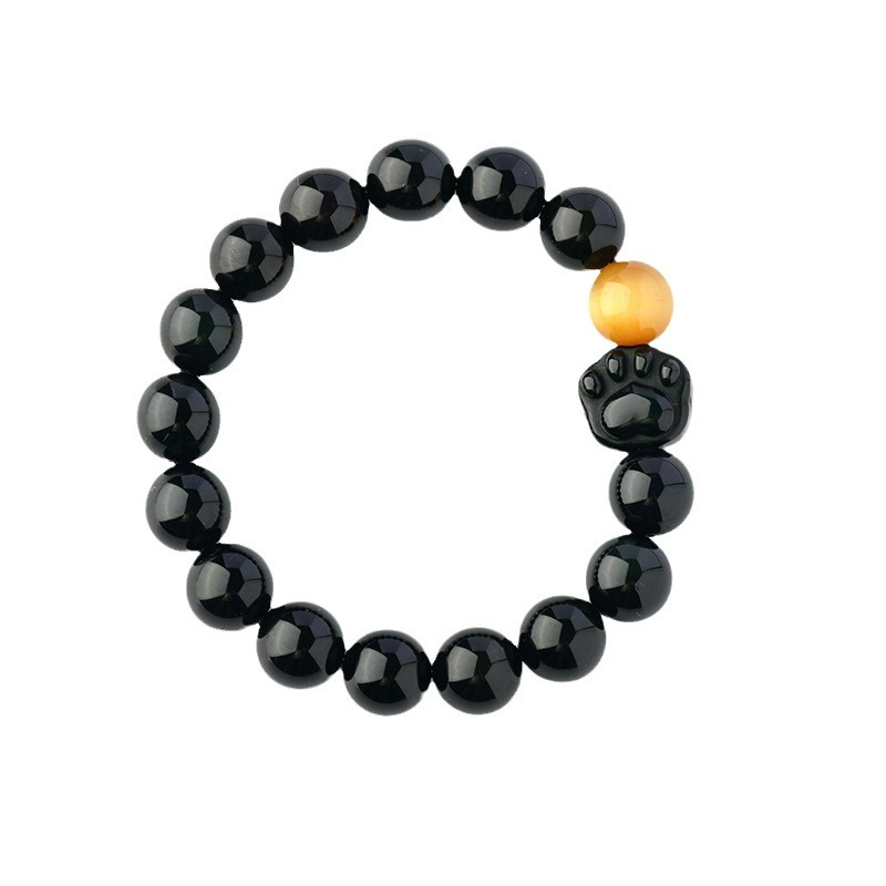 Double color eye obsidian cat claw bracelet new Chinese style men and women crystal single circle beaded bracelet