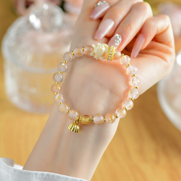 Pink gold foil incense ash glass nine-tailed fox bracelet lotus pendant popular women's bracelet
