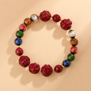 Glass cinnabar three-in-one six-in-one bracelet for the birth year of the zodiac dragon year for men and women couples