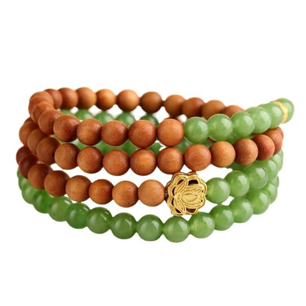 Old mountain sandalwood green jade multi-circle bracelet new Chinese ethnic style temple hot selling new hot style bracelet