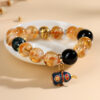 Crystal yellow tower crystal large lacquer bead black agate bracelet cloisonne gourd new Chinese style cultural and creative bracelet