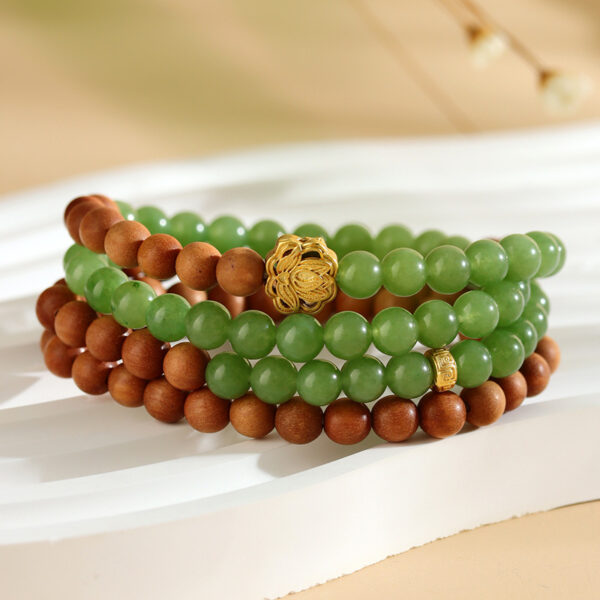 Old mountain sandalwood green jade multi-circle bracelet new Chinese ethnic style temple hot selling new hot style bracelet