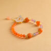 Gold Jade Orange Pink Jade Bracelet Chalcedony Flower Pendant Retro Hot Style Bracelet