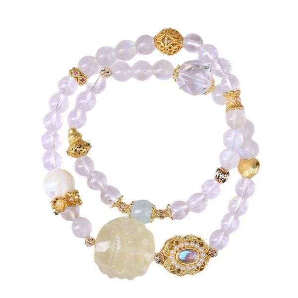 White crystal blue moonstone yellow crystal nine-tailed fox double circle bracelet niche light luxury bracelet