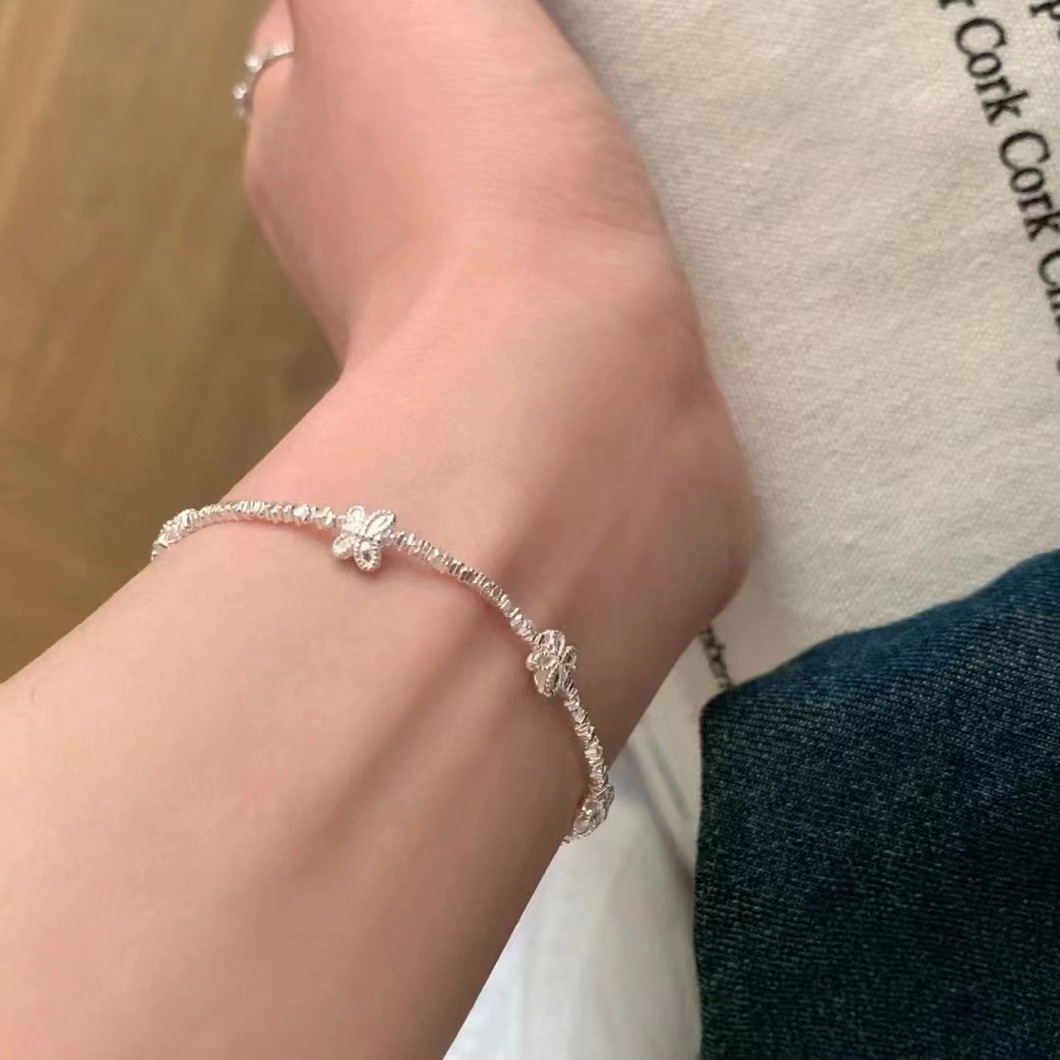 Pure silver spring butterfly dream broken silver bracelet fairy air floating fairy style advanced all-match style