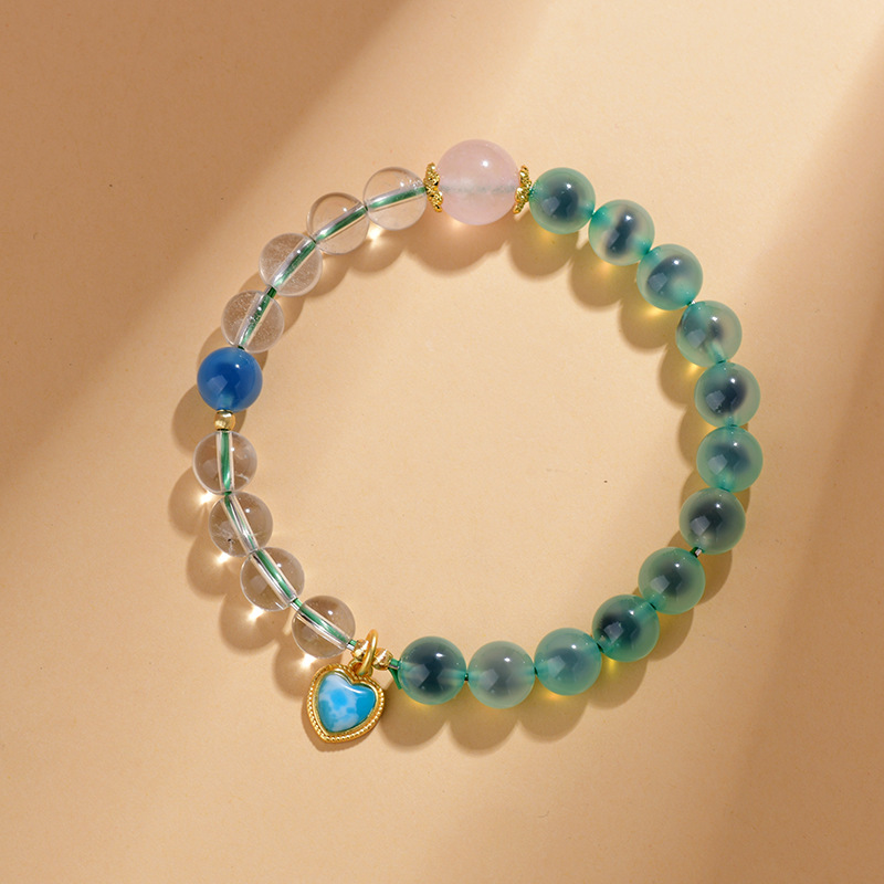 White crystal sugar heart agate bracelet love pendant fresh and sweet original design new hot style bracelet