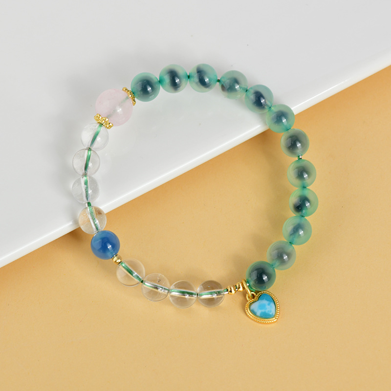 White crystal sugar heart agate bracelet love pendant fresh and sweet original design new hot style bracelet