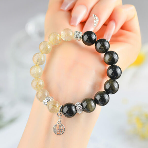 Crystal yellow hair crystal gold obsidian bracelet new Chinese style blessing brand literary original new hot style bracelet gift