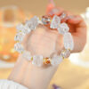 White crystal multi-treasure bracelet Dzi bead awakening lion ingot god of wealth lotus carving Tibetan style bracelet jewelry