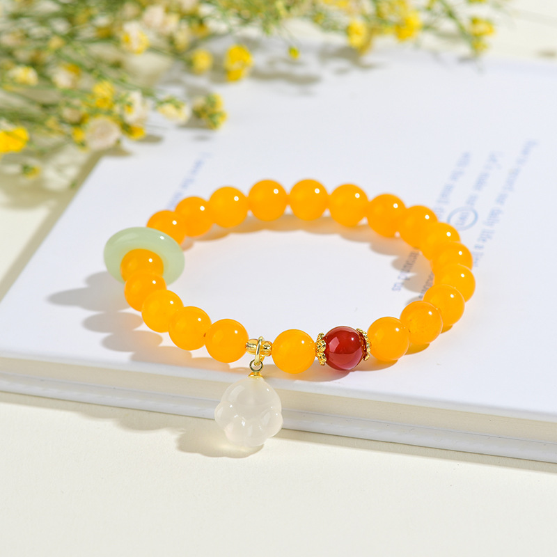 Yellow agate cute cat claw original running ring bracelet new Chinese style fashion ladies bracelet
