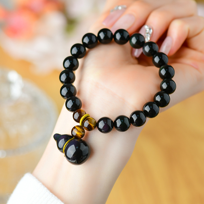 Double color eye obsidian gourd bracelet Buddha beads bracelet hot sale men and women couple jewelry