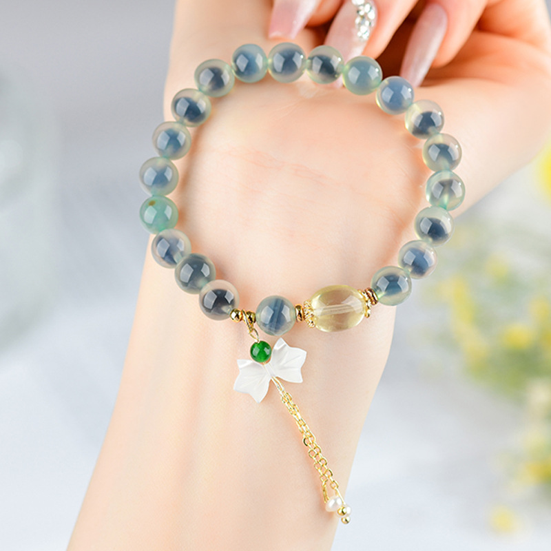 Half sugar bracelet green sugar heart agate fresh and fashionable original bracelet vibrato