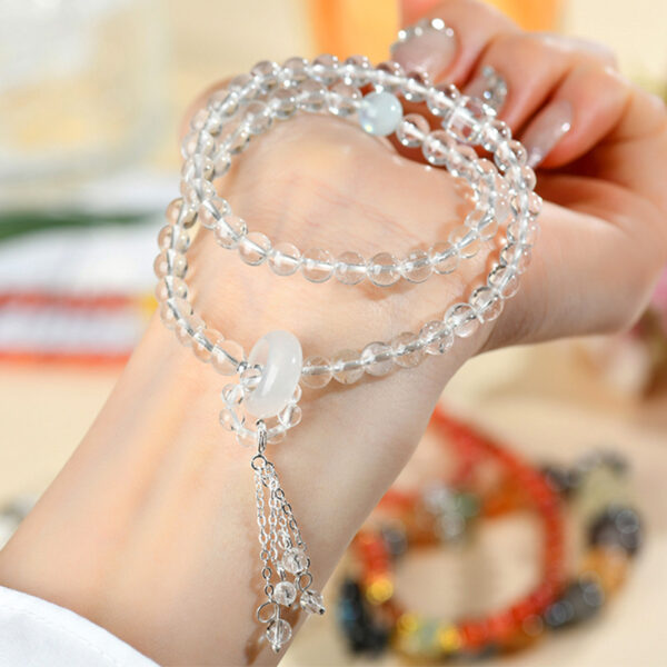 White crystal aquamarine white agate double circle bracelet original new style bracelet jewelry