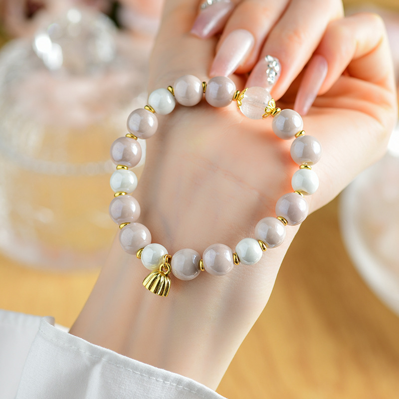 White powder porcelain beads, incense ash porcelain, white crystal, heart sutra bracelet, lotus pendant, new hot style bracelet