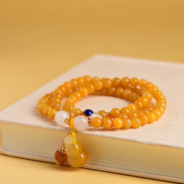 Gold Jade Multi-Circle Bracelet Gourd Pendant Buddhist Beads Rosary Hot Bracelet