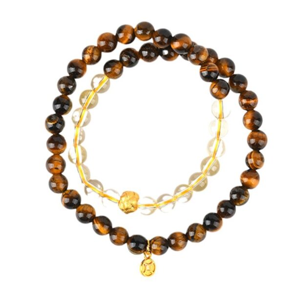 Natural yellow tiger eye stone citrine double circle bracelet Jinba multi-circle round beads new hot-selling bracelet jewelry