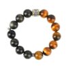 Natural yellow tiger eye gold obsidian large grain round bead bracelet six-word mantra separated beads hair color men's bracelet