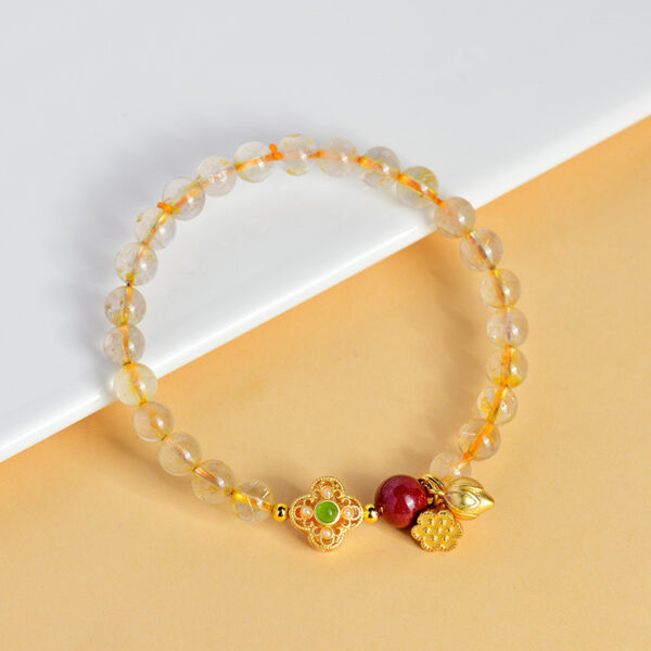 Crystal yellow hair crystal cinnabar two worlds joy bracelet new Chinese retro cultural and creative fashion new original bracelet