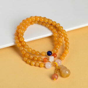 Gold Jade Multi-Circle Bracelet Gourd Pendant Buddhist Beads Rosary Hot Bracelet