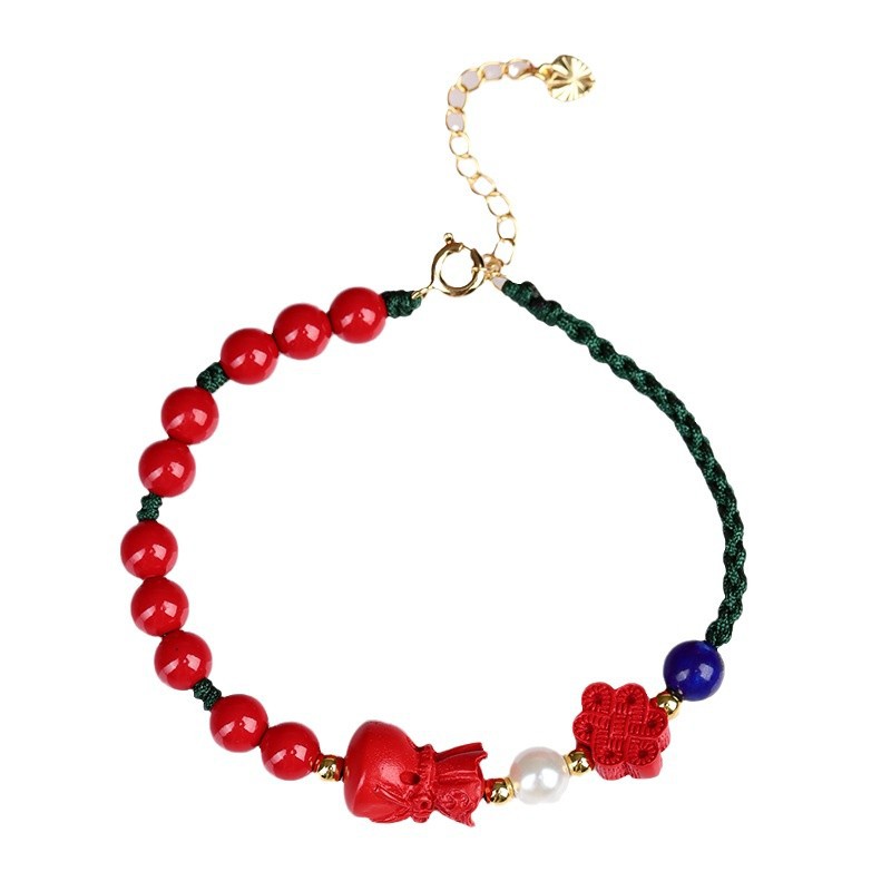 Red sand blessing bag Chinese knot braided bracelet handmade diy national style original female bracelet