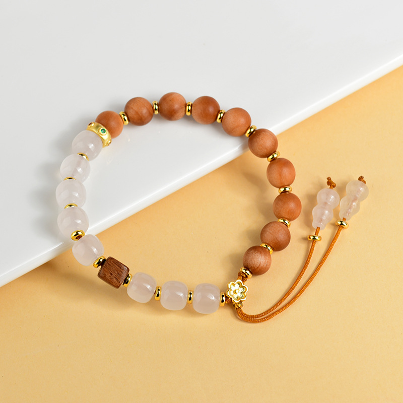 Sandalwood jade splicing bracelet new Chinese style ancient ethnic style tassel bracelet