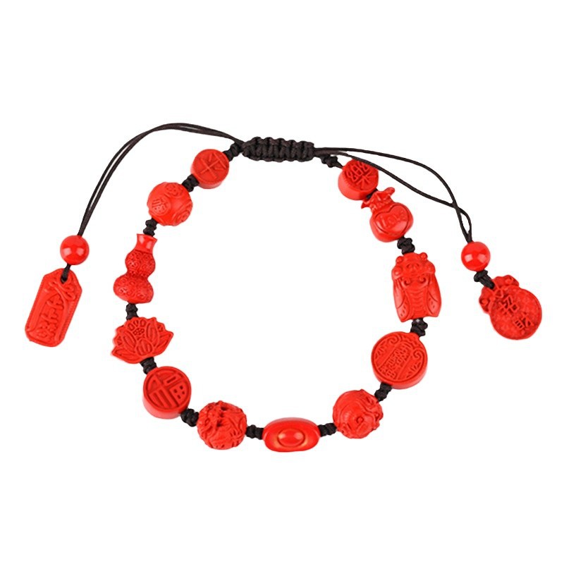 Cinnabar Emperor Red Sand Original Multi-Treasure Single Loop Bracelet New Chinese Red Bracelet for the Year of the Zodiac