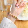 Pink incense ash porcelain gold foil single loop bracelet with nine-tailed fox popular bracelet