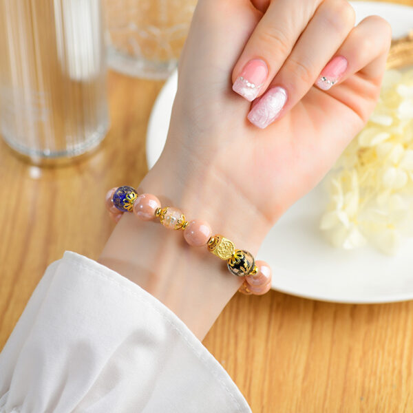 Pink incense ash porcelain gold foil single loop bracelet with nine-tailed fox popular bracelet
