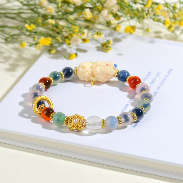 Natural sugar heart agate Duobao Tara bracelet live broadcast cultural and creative hot selling heart sutra bracelet jewelry