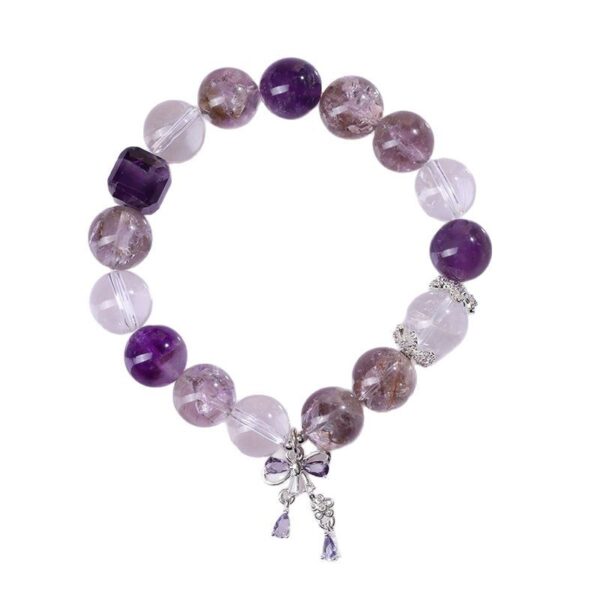 Amethyst, amethyst crystal, white crystal bracelet, fresh and fashionable bowknot new bracelet jewelry