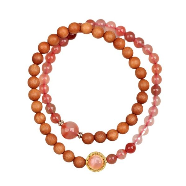 Natural ice drifting South Red Agate Sandalwood Double Circle Bracelet Chinese Buddhist Beads Play Retro Hot Style