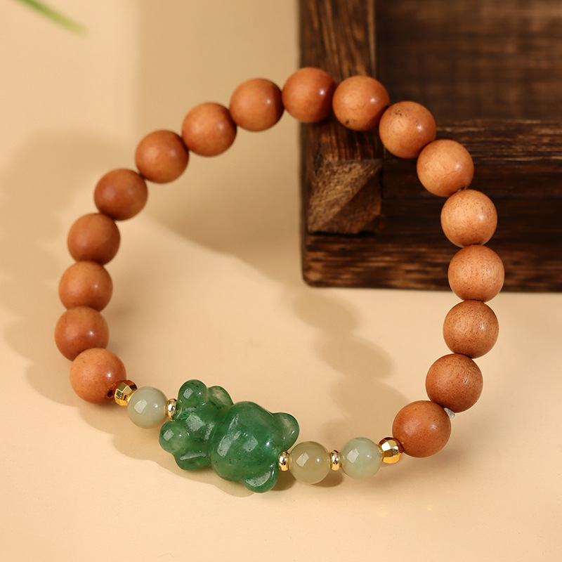Old mountain sandalwood aventurine bear bracelet new Chinese style play play Buddhist beads bracelet scenic area temple hot sale