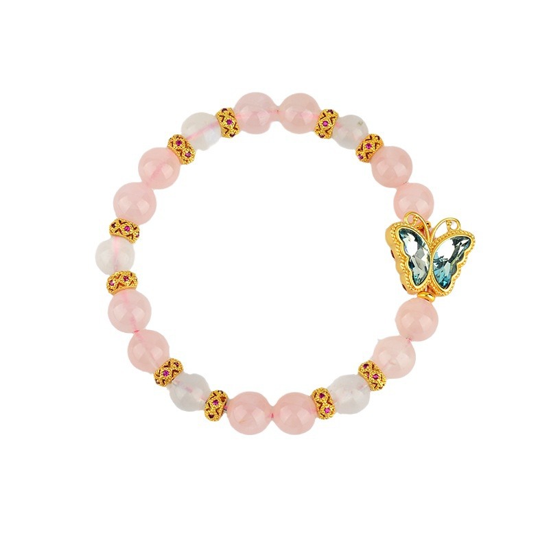 Crystal Rose Quartz Blue Moonlight Butterfly Bracelet Sweet Fashion Original Women's Bracelet Love Gift