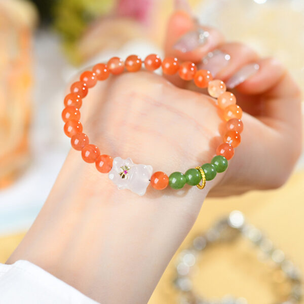 South Red Agate Original Bracelet White Agate Bear Chinese Fashion Bracelet Jewelry