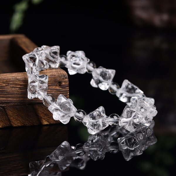 Natural white crystal Merkaba single loop bracelet six-pointed star David star octagonal star three-dimensional bracelet