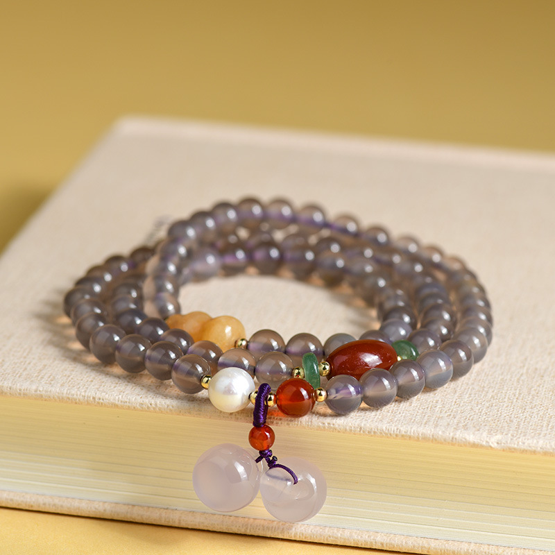Gray agate multi-circle bracelet apple pendant retro niche design network hot bracelet
