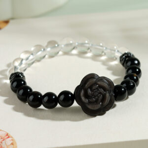 Black tourmaline white crystal silver obsidian rose bracelet fashion bracelet jewelry customization