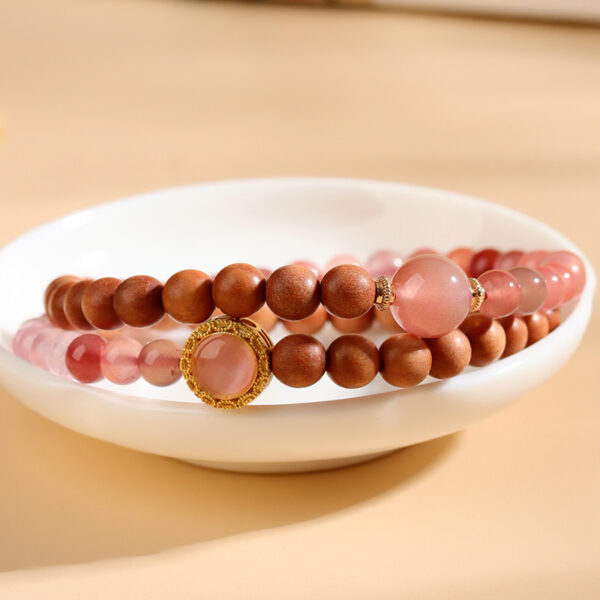 Natural ice drifting South Red Agate Sandalwood Double Circle Bracelet Chinese Buddhist Beads Play Retro Hot Style