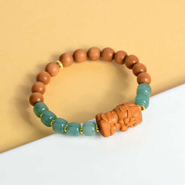 Natural stone old-style beads sandalwood splicing bracelet new Chinese retro style Buddhist beads creative bracelet jewelry