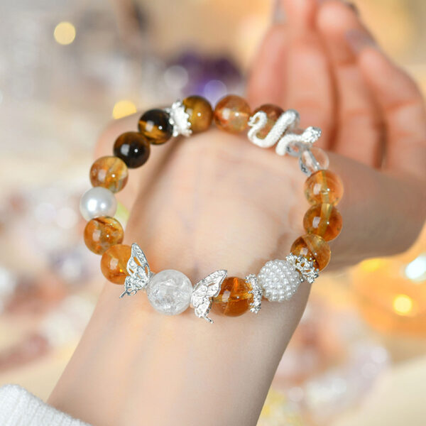 Crystal yellow tower crystal tiger eye stone zodiac snake bracelet original hair color birth year new bracelet