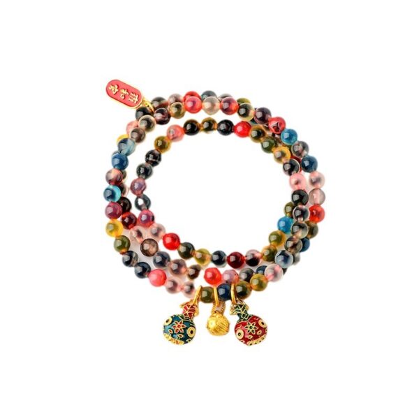 Half sugar agate live broadcast hot-selling sugar heart agate glass swallowing gold beast bracelet three-circle bracelet wholesale