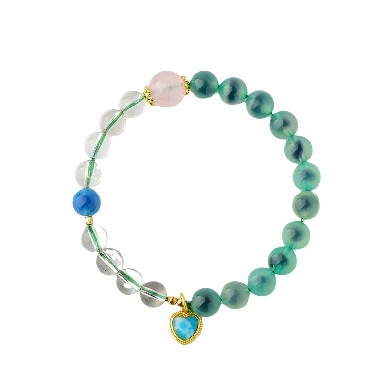 White crystal sugar heart agate bracelet love pendant fresh and sweet original design new hot style bracelet