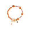 Gold Jade Orange Pink Jade Bracelet Chalcedony Flower Pendant Retro Hot Style Bracelet