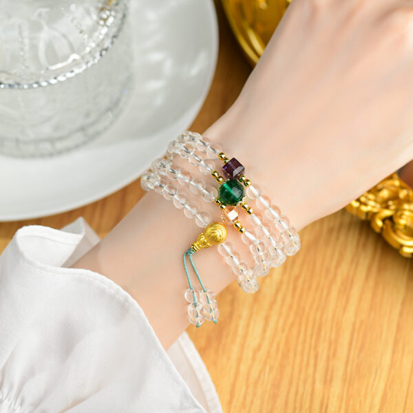 White crystal 108 Buddhist beads bracelet necklace hand-held rosary men and women multi-circle bracelet wholesale