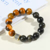 Natural yellow tiger eye gold obsidian large grain round bead bracelet six-word mantra separated beads hair color men's bracelet