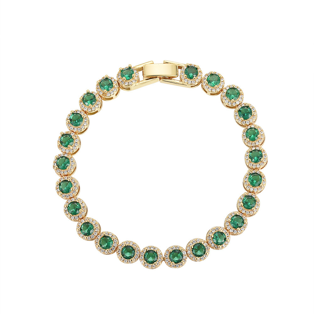 Green tennis bracelet men's hip-hop women's same style personality high-end full diamond zircon bracelet