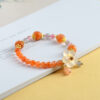 Gold Jade Orange Pink Jade Bracelet Chalcedony Flower Pendant Retro Hot Style Bracelet