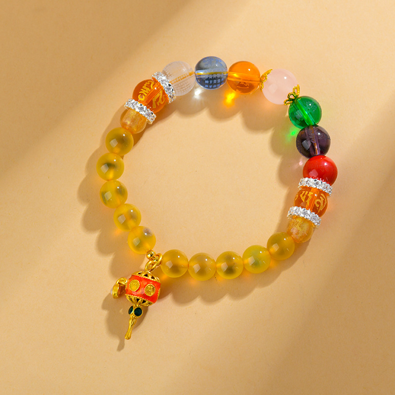 Agate Five-way God of Wealth Heart Sutra Crystal Multi-Treasure Bracelet Popular Color Bracelet